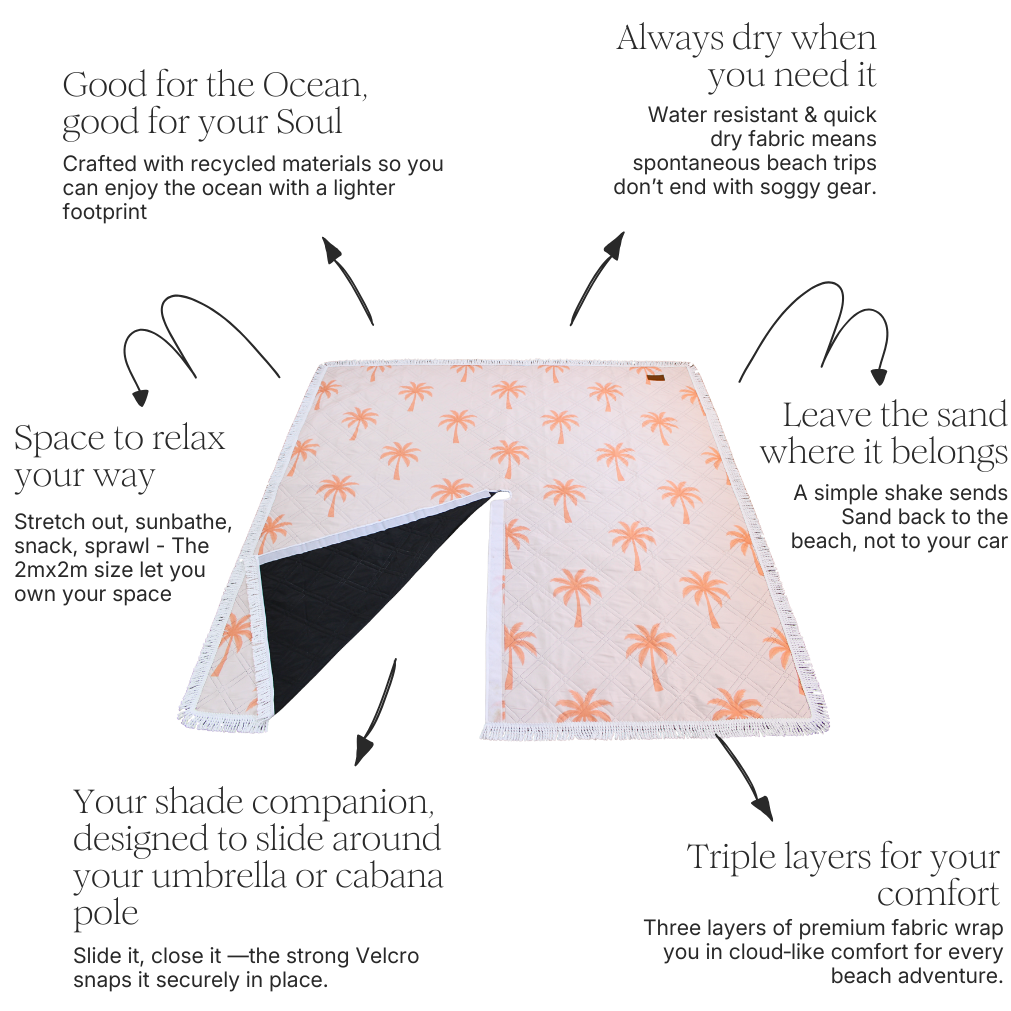 Beach picnic setup on a colorful beach blanket perfect for outdoor relaxation and enjoyment